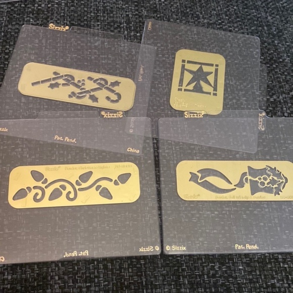 4 Sizzix‎ brass stencil embossing folder dies Christmas borders & Star